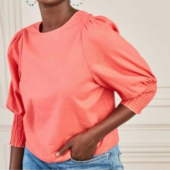 Stella & Dot Womens Double Take 2 Way Puff Sleeve XXL Coral Cardigan Linen Blend - Picture 10 of 11